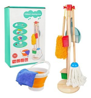 Juego Set Limpieza De Madera Con Escoba Infantil Para Niños