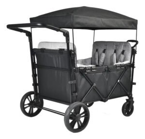 Coche De Bebe Vagon Para 4 Niños Con Techo Y Arnes Plegable