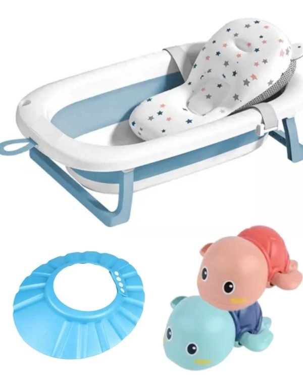 Bañera Plegable Para Bebés Almohada 2 Juguete Gorro De Baño