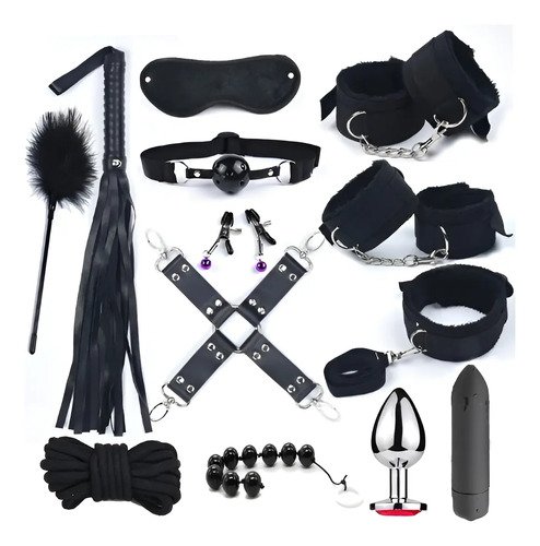 Kit Sexual Bondage Bdsm Esposas Vibrador Latigo 13 Piezas