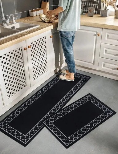 Set De Alfombras Para Cocina Baño Absorvente 120x40 60x40