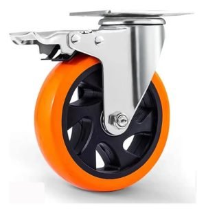 Rueda Giratoria De Pvc Para Carro Con Freno 100mm