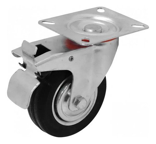 Rueda Giratoria De Goma Con Freno Para Carro 125mm